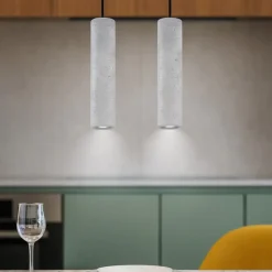 Lampadari Cucina-Selezionato da Mazzolaluce Lampadario per cucina cilindri di cemento grigio