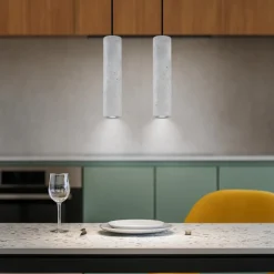 Lampadari Cucina-Selezionato da Mazzolaluce Lampadario per cucina cilindri di cemento grigio