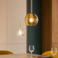Lampadari Cucina-Top Light Lampadario per cucina con decentramento vetri trasparente ambra