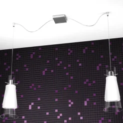 Lampadari Cucina-Top Light Lampadario per cucina con decentramento toplight cone 2 luci in vetro