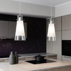 Lampadari Cucina-Top Light Lampadario per cucina con decentramento toplight cone 2 luci in vetro
