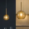 Lampadari Cucina-Top Light Lampadario per cucina con decentramento 2 luci sfere vetro ambra