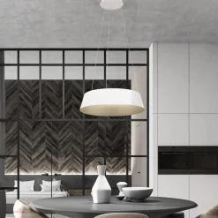 Lampadari Cucina-Selezionato da Mazzolaluce Lampadario per cucina cono rovesciato bianco oro led dimmerabile