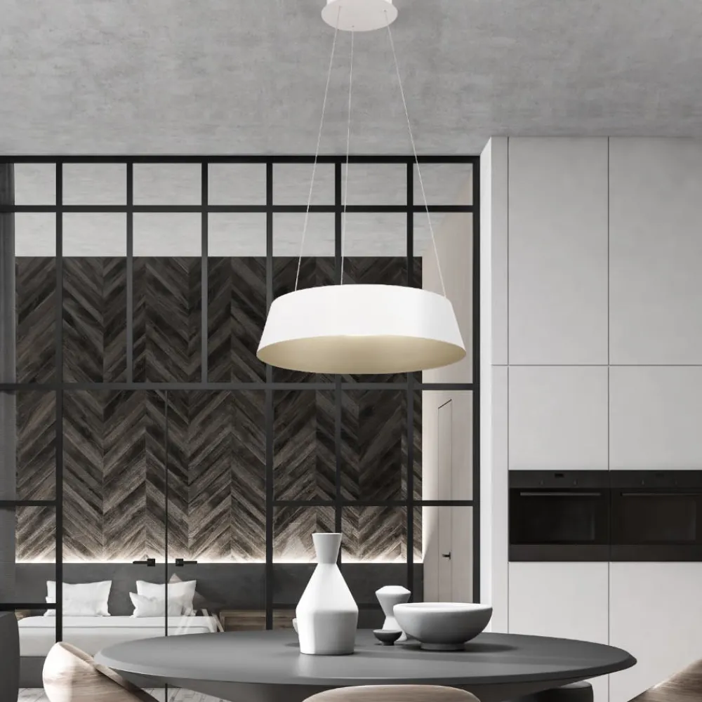 Lampadari Cucina-Selezionato da Mazzolaluce Lampadario per cucina cono rovesciato bianco oro led dimmerabile