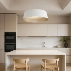 Lampadari Cucina-Selezionato da Mazzolaluce Lampadario per cucina cono rovesciato bianco oro led dimmerabile