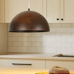 Lampadari Cucina-Selezionato da Mazzolaluce Lampadario per cucina cupola ruggine marrone metallo