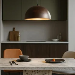 Lampadari Cucina-Selezionato da Mazzolaluce Lampadario per cucina cupola ruggine marrone metallo