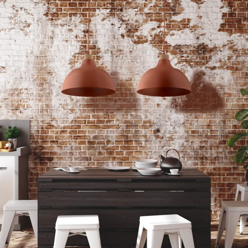 Lampadari Cucina-Selezionato da Mazzolaluce Lampadario per cucina cupola colore mattone legno pino