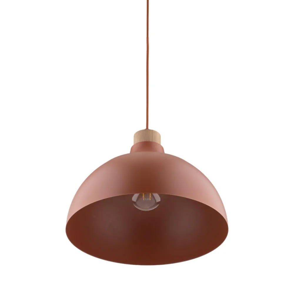 Lampadari Cucina-Selezionato da Mazzolaluce Lampadario per cucina cupola colore mattone legno pino
