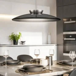 Lampadari Cucina-Selezionato da Mazzolaluce Lampadario per cucina disco di vetro fume design moderno led 21w 3000k dimmerabile