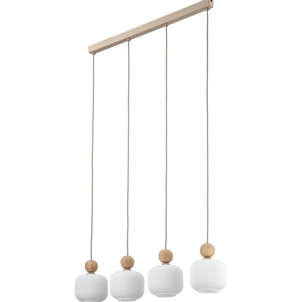 Lampadari Cucina-Selezionato da Mazzolaluce Lampadario per cucina inserti in legno 4 pendenti in vetro