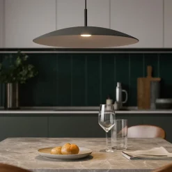 Lampadari Cucina-Selezionato da Mazzolaluce Lampadario per cucina led 17w 3000k disco in vetro fume 60cm