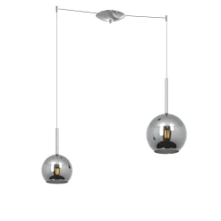 Lampadari Cucina-Top Light Lampadario per cucina 2 luci con decentramento vetri cromo