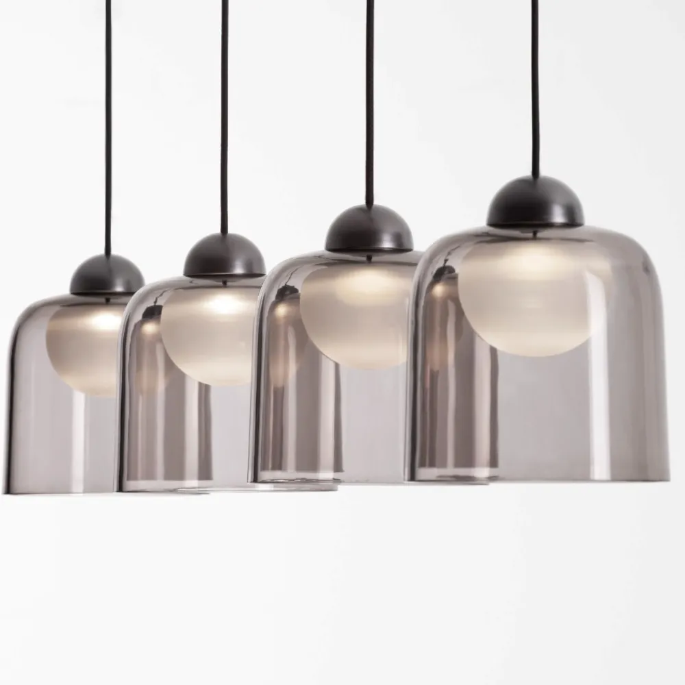 Lampadari Cucina-Selezionato da Mazzolaluce Lampadario per cucina 4 luci led 3000k vetro fume