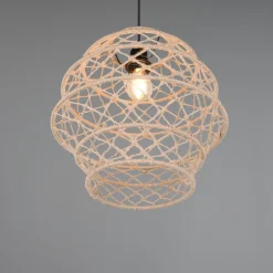 Lampadari Cucina-Selezionato da Mazzolaluce Lampadario per cucina marrone paralume in maglia di canapa