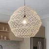 Lampadari Cucina-Selezionato da Mazzolaluce Lampadario per cucina marrone 60 cm paralume in maglia di canapa
