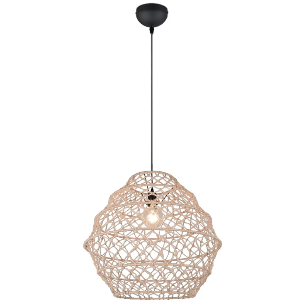 Lampadari Cucina-Selezionato da Mazzolaluce Lampadario per cucina marrone 60 cm paralume in maglia di canapa