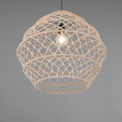 Lampadari Cucina-Selezionato da Mazzolaluce Lampadario per cucina marrone 60 cm paralume in maglia di canapa