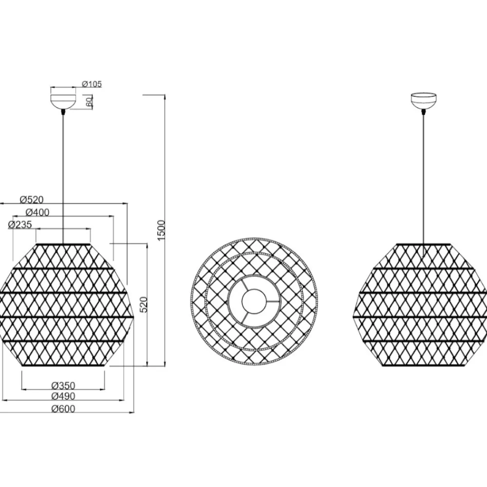 Lampadari Cucina-Selezionato da Mazzolaluce Lampadario per cucina marrone 60 cm paralume in maglia di canapa