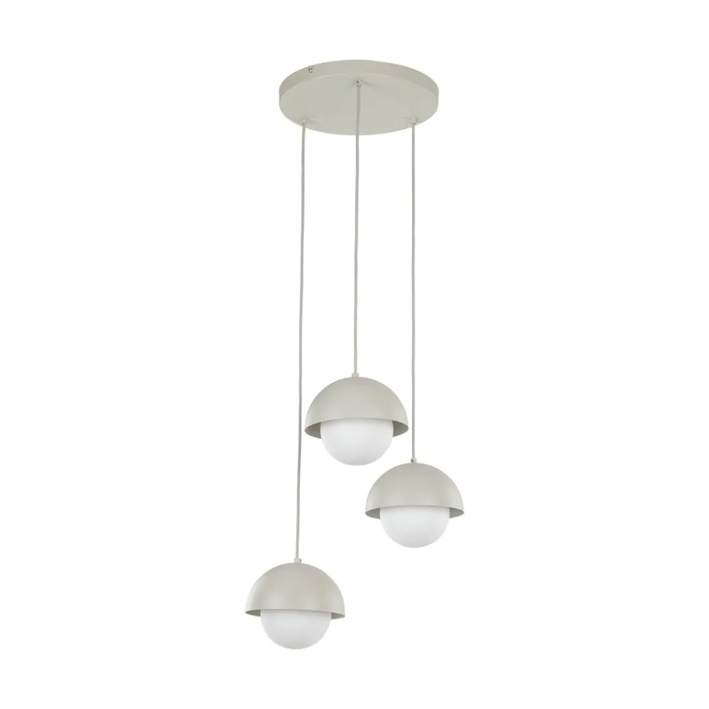 Lampadari Cucina-Selezionato da Mazzolaluce Lampadario per cucina moderna 3 luci pendenti a cupola beige