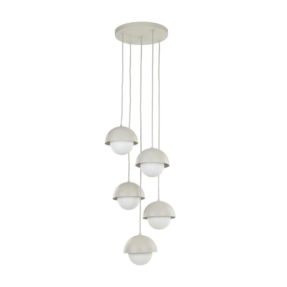 Lampadari Cucina-Selezionato da Mazzolaluce Lampadario per cucina moderna 5 luci pendenti a cupola beige
