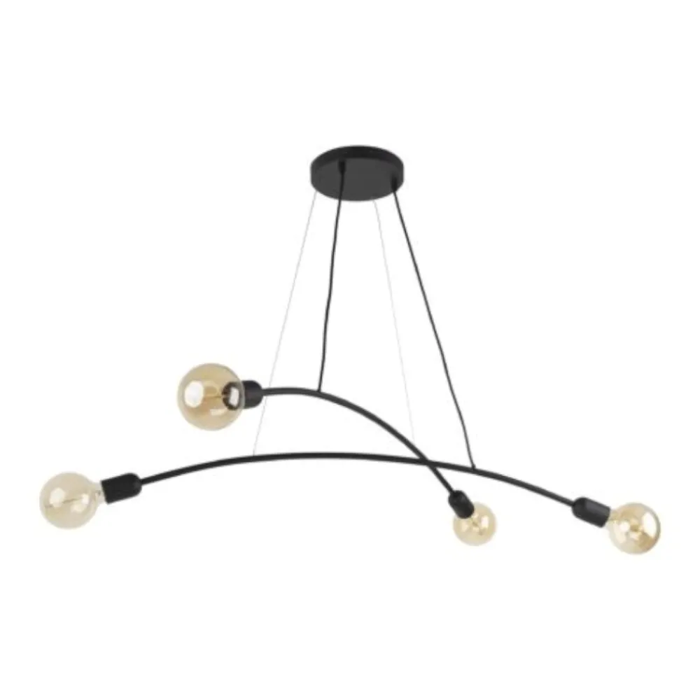 Lampadari Cucina-Selezionato da Mazzolaluce Lampadario per cucina moderna nero 4 luci tubi ad arco