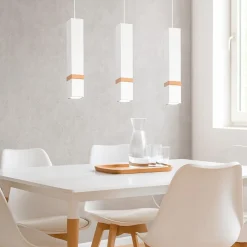 Lampadari Cucina-Selezionato da Mazzolaluce Lampadario per cucina moderna bianco legno fp