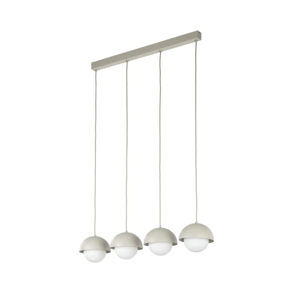 Lampadari Cucina-Selezionato da Mazzolaluce Lampadario per cucina moderna 4 luci pendenti beige a cupola