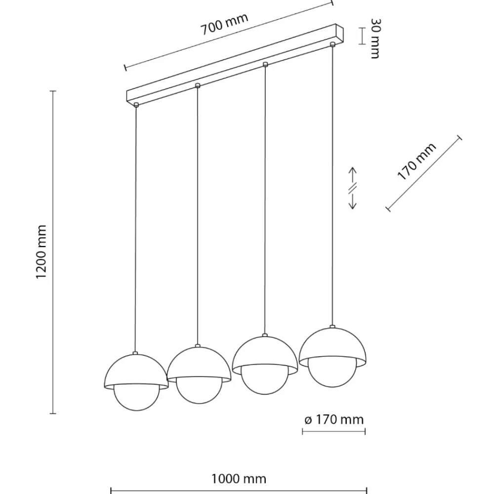Lampadari Cucina-Selezionato da Mazzolaluce Lampadario per cucina moderna 4 luci pendenti beige a cupola