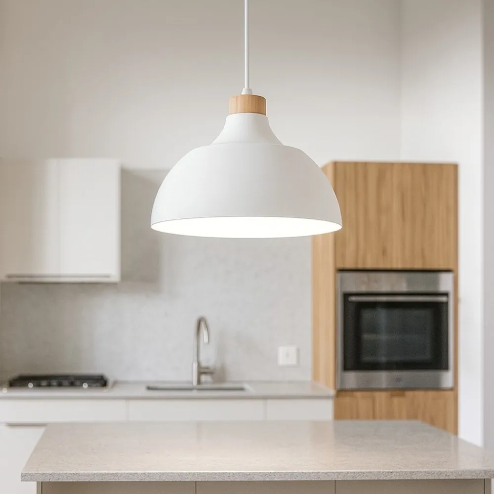 Lampadari Cucina-Selezionato da Mazzolaluce Lampadario per cucina moderna bianco a cupola 34 cm