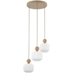 Lampadari Cucina-Selezionato da Mazzolaluce Lampadario per cucina moderna inserti in legno sfere di vetro a sospensione