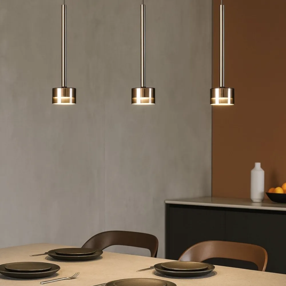 Lampadari Cucina-Selezionato da Mazzolaluce Lampadario per cucina moderna 3 luci vetri rame
