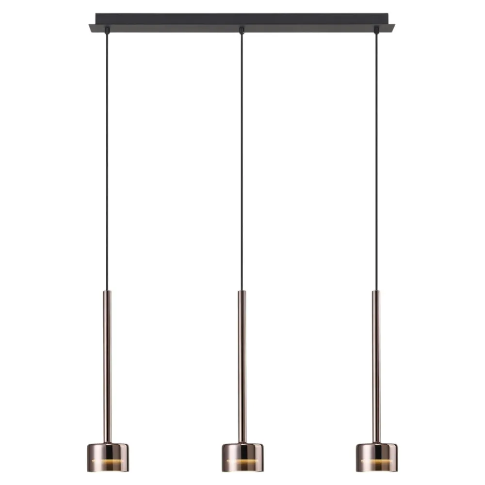 Lampadari Cucina-Selezionato da Mazzolaluce Lampadario per cucina moderna 3 luci vetri rame
