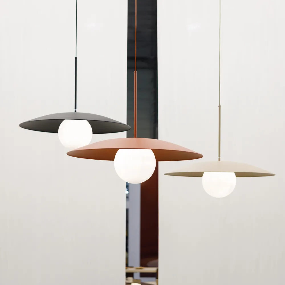 Lampadari Cucina-Selezionato da Mazzolaluce Lampadario per cucina moderna disco mattone sfera bianca 65 cm