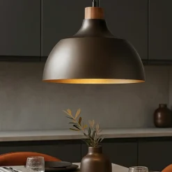 Lampadari Cucina-Selezionato da Mazzolaluce Lampadario per cucina moderna marrone a cupola 34 cm