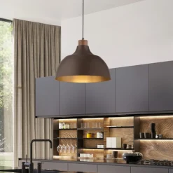 Lampadari Cucina-Selezionato da Mazzolaluce Lampadario per cucina moderna marrone a cupola 34 cm