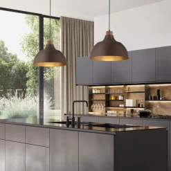 Lampadari Cucina-Selezionato da Mazzolaluce Lampadario per cucina moderna marrone a cupola 34 cm