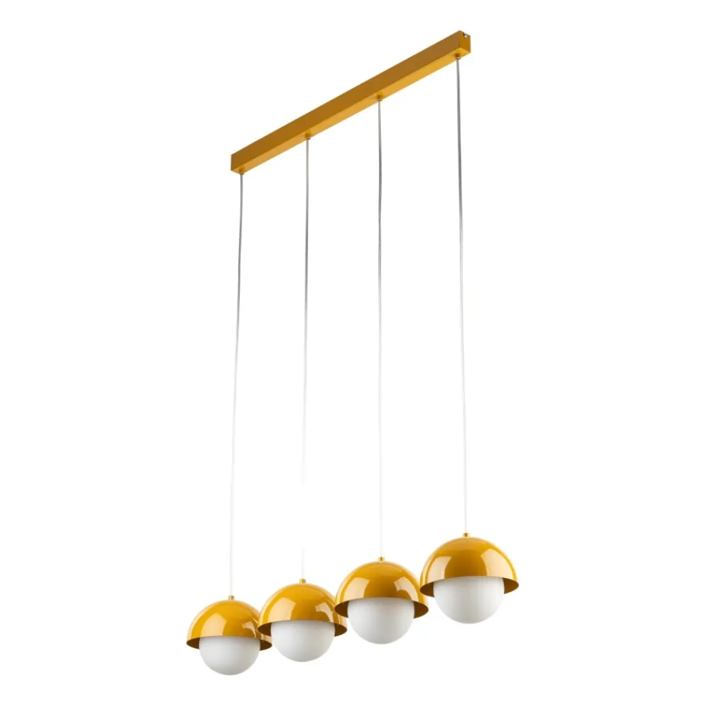 Lampadari Cucina-Selezionato da Mazzolaluce Lampadario per cucina moderna 4 luci pendenti a cupola ocra