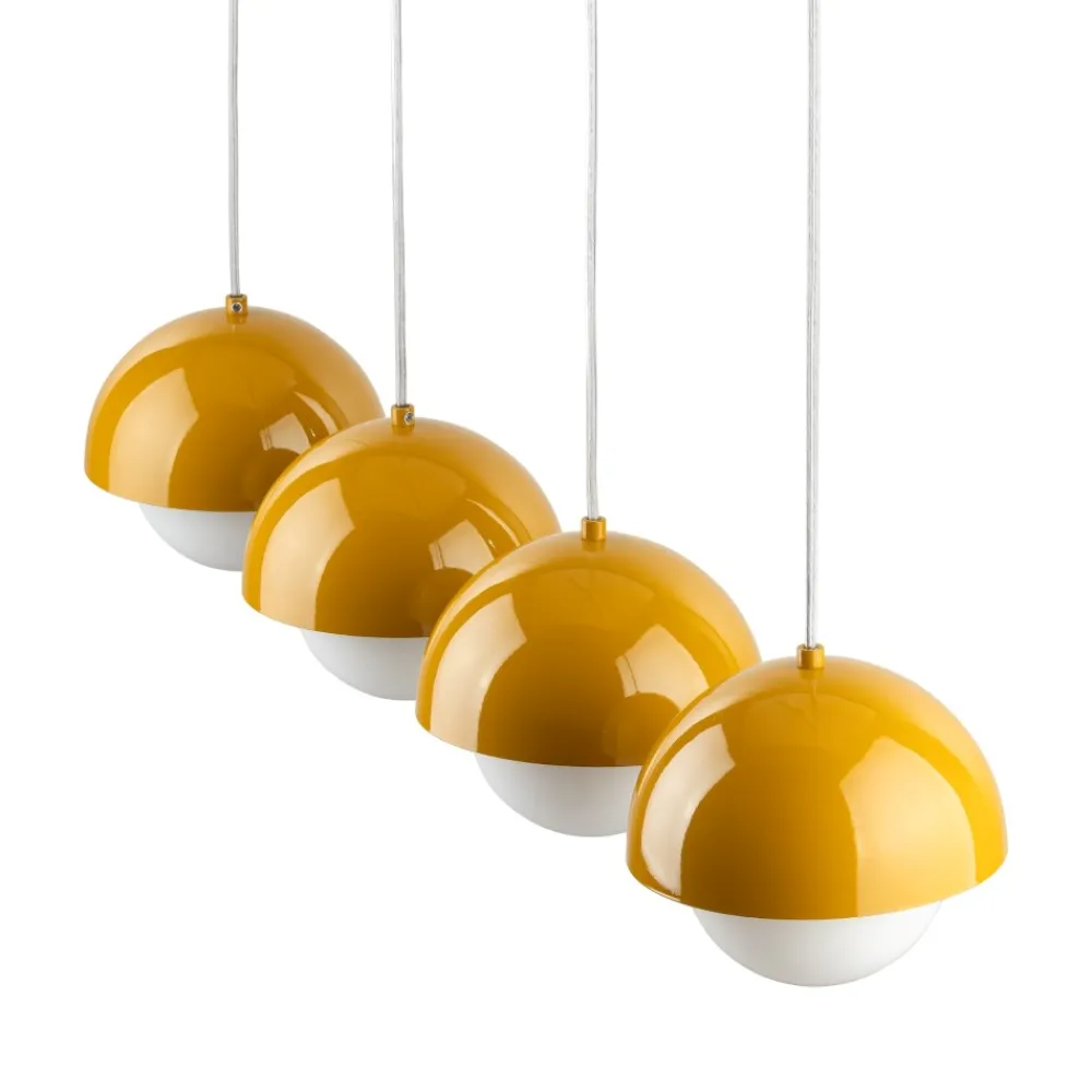Lampadari Cucina-Selezionato da Mazzolaluce Lampadario per cucina moderna 4 luci pendenti a cupola ocra
