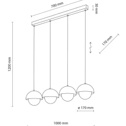 Lampadari Cucina-Selezionato da Mazzolaluce Lampadario per cucina moderna 4 luci pendenti a cupola ocra