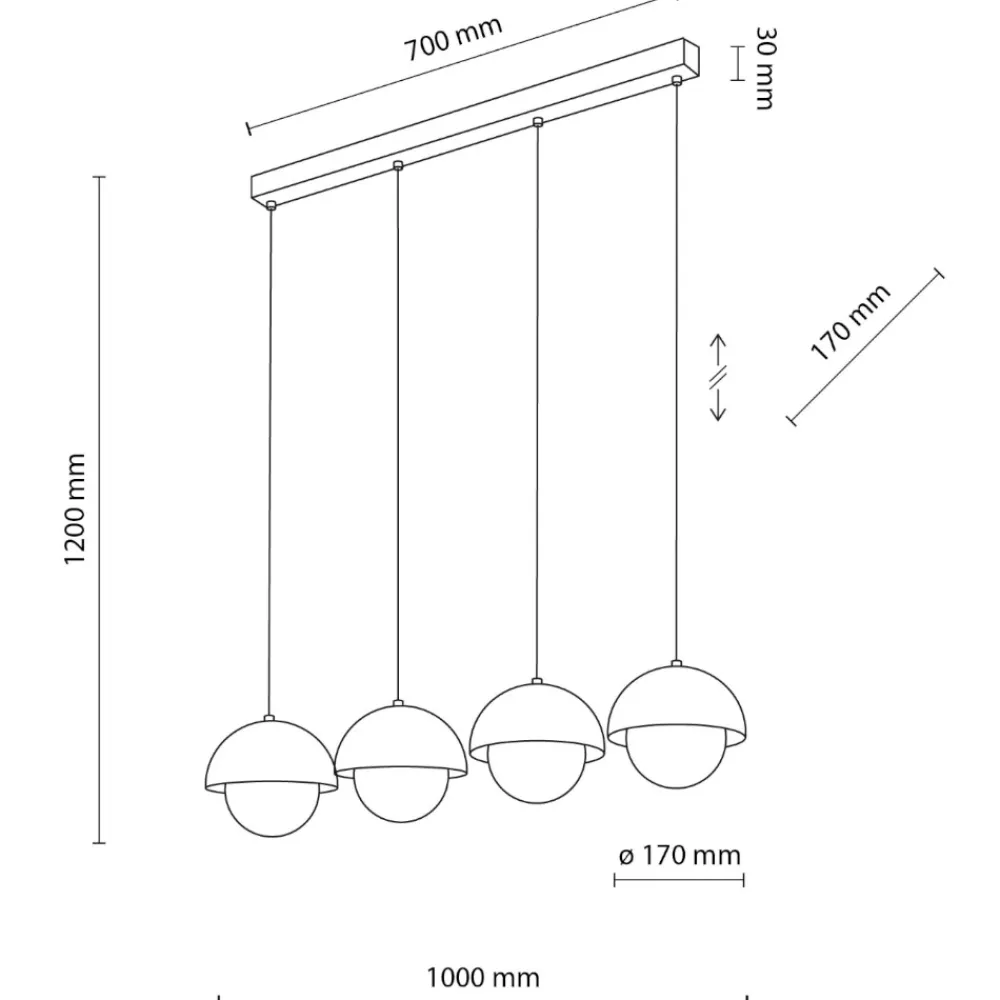 Lampadari Cucina-Selezionato da Mazzolaluce Lampadario per cucina moderna 4 luci pendenti a cupola ocra