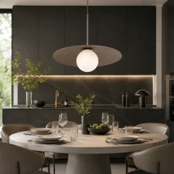 Lampadari Cucina-Selezionato da Mazzolaluce Lampadario per cucina moderna marrone 65 cm piatto di metallo sfera in vetro