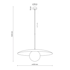 Lampadari Cucina-Selezionato da Mazzolaluce Lampadario per cucina moderna marrone 65 cm piatto di metallo sfera in vetro