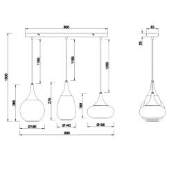 Lampadari Cucina-Selezionato da Mazzolaluce Lampadario per cucina moderna vetro cromato