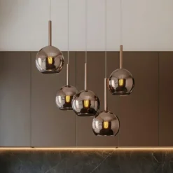 Lampadari Cucina-Top Light Lampadario per cucina moderna vetri sfere rame