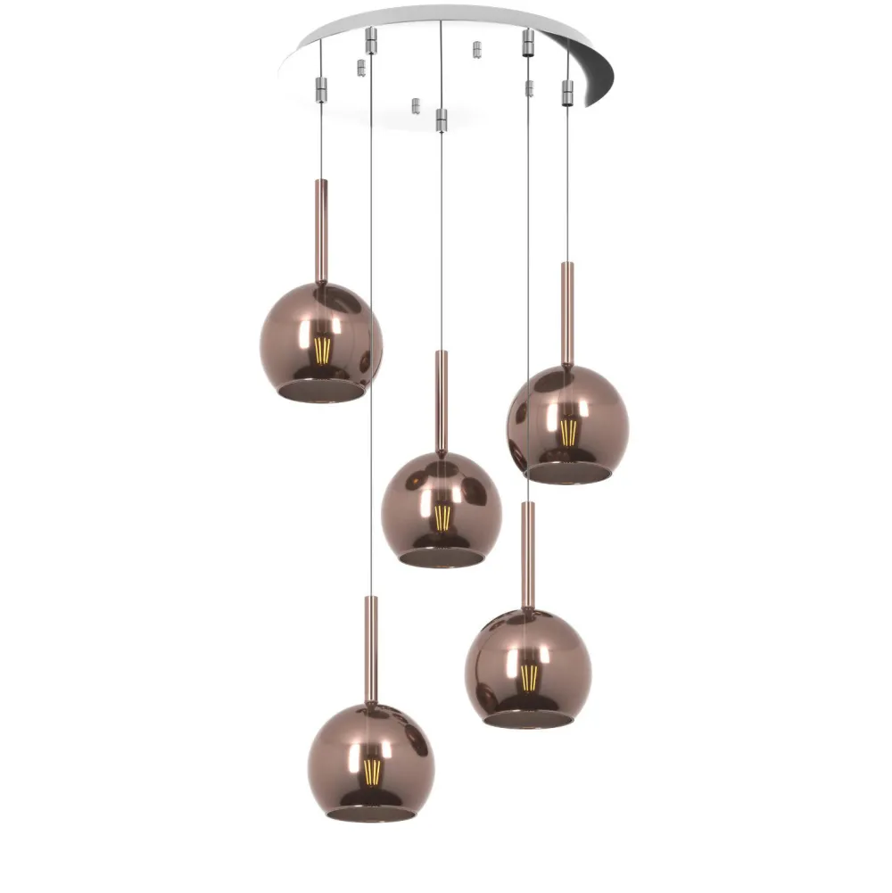 Lampadari Cucina-Top Light Lampadario per cucina moderna vetri sfere rame