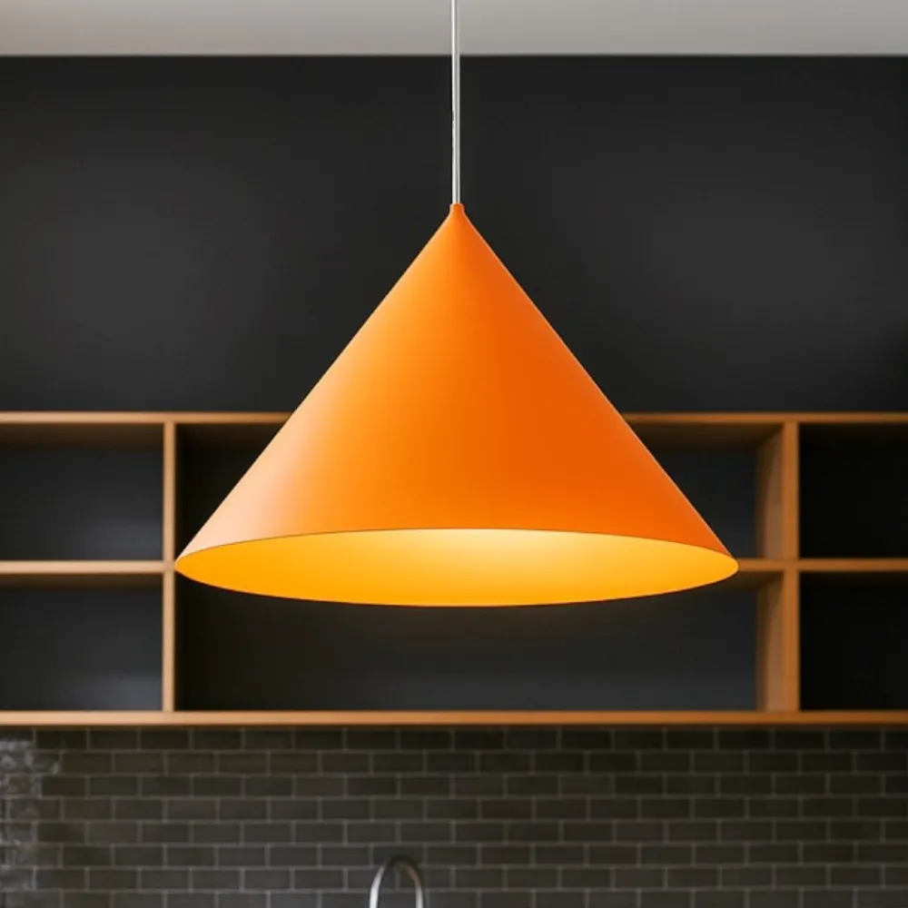 Lampadari Cucina-Selezionato da Mazzolaluce Lampadario per cucina moderna cono arancione 50cm