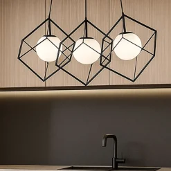 Lampadari Cucina-Perenz Illuminazione Lampadario per cucina moderna cube nero perenz