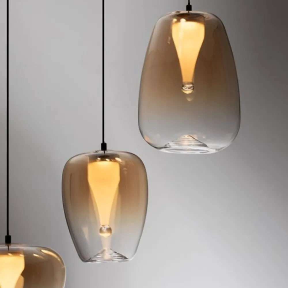 Lampadari Cucina-Selezionato da Mazzolaluce Lampadario per cucina moderna led 3000k vetri ambra