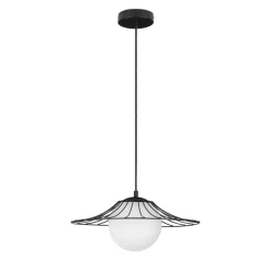 Lampadari Cucina-Selezionato da Mazzolaluce Lampadario per cucina moderna nero sfera bianca 36 cm